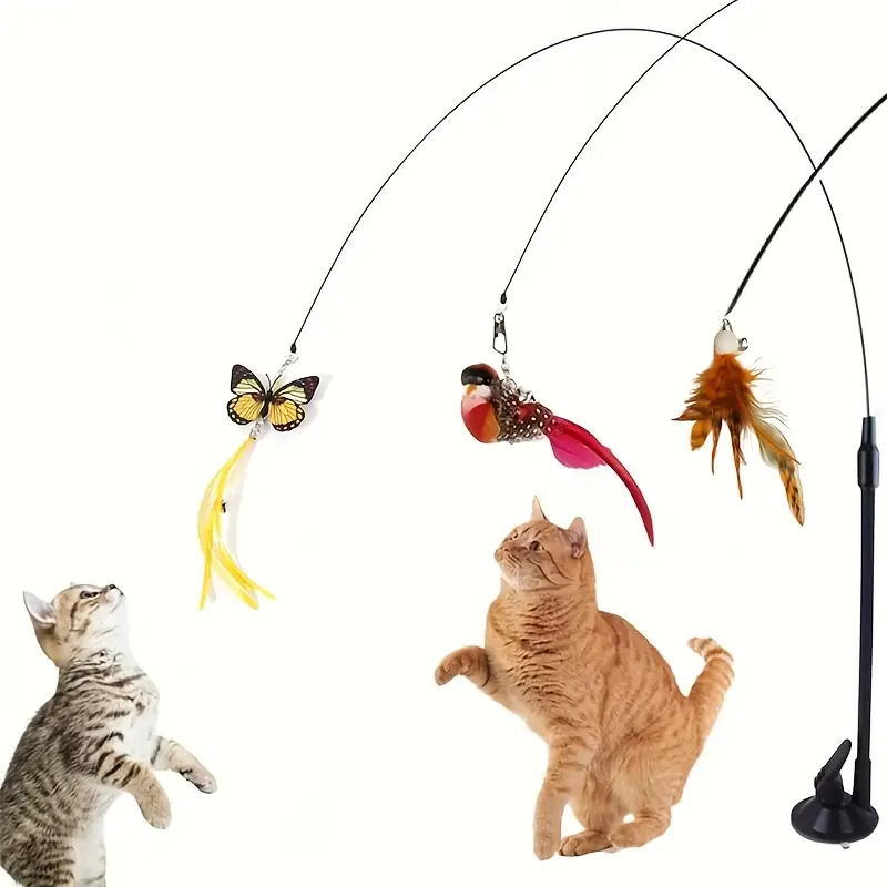 Cat Toy Bird and Butterfly Stick