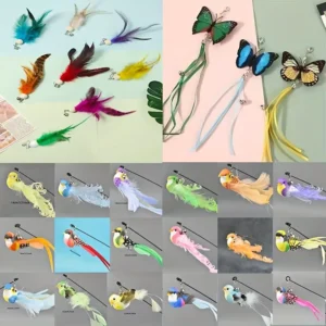 Cat Toy Bird and Butterfly Stick