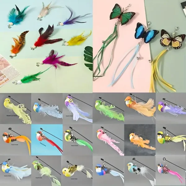 Cat Toy Bird and Butterfly Stick - Image 2