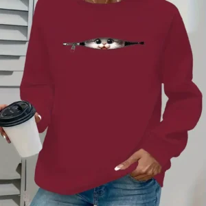 Women’S Casual Long Sleeve Crewneck Sweatshirt