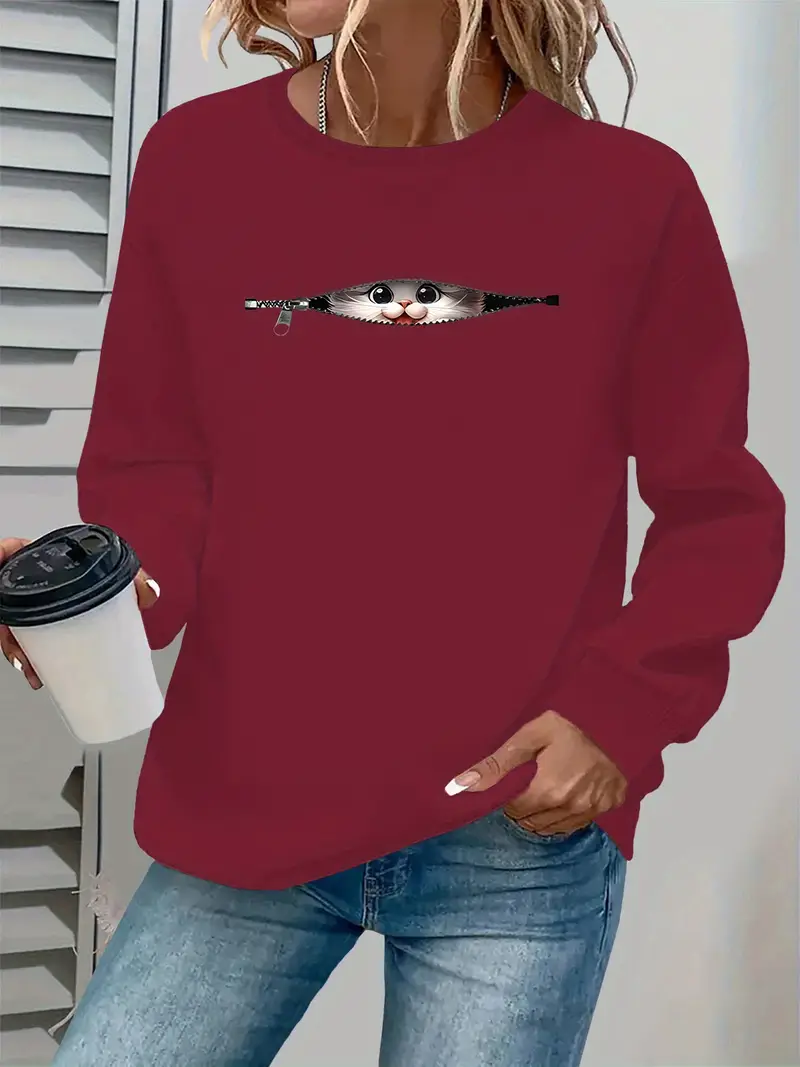 Women'S Casual Long Sleeve Crewneck Sweatshirt