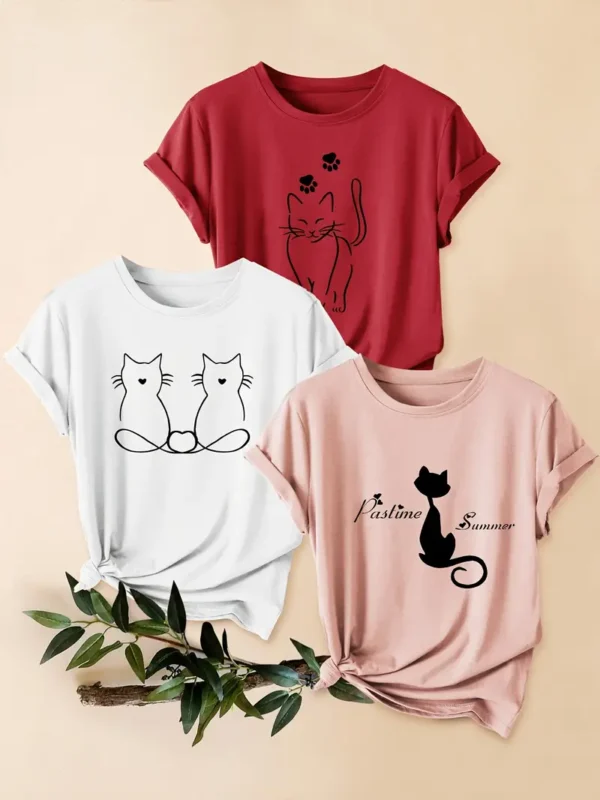 Women'S Vintage Cat T-Shirts - Image 3