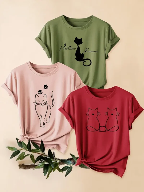 Women'S Vintage Cat T-Shirts - Image 4