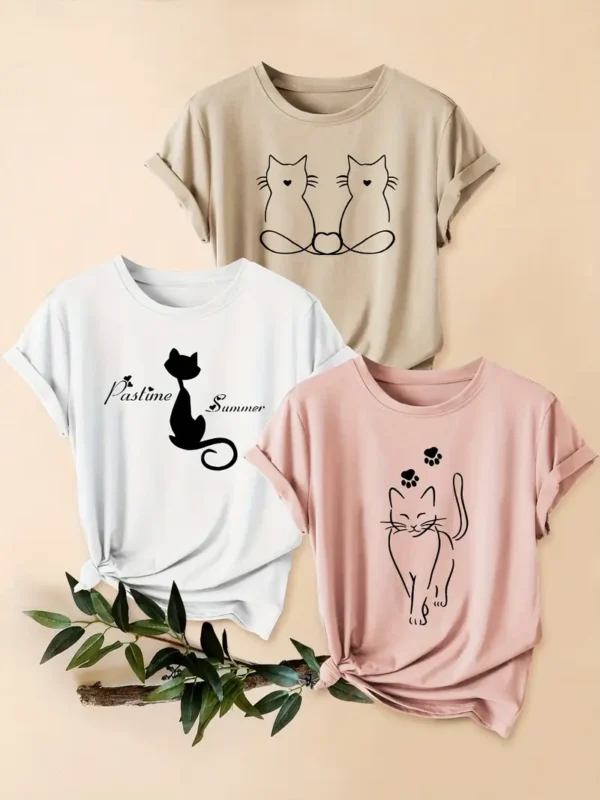Women'S Vintage Cat T-Shirts - Image 5