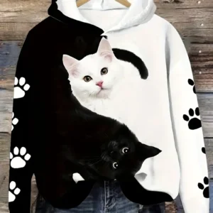 Women’s Cozy Cat Print Hoodie