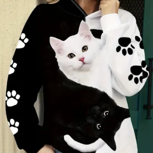 Women’s Cozy Cat Print Hoodie