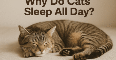 A tabby cat sleeping peacefully on a beige surface