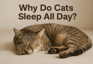 A tabby cat sleeping peacefully on a beige surface