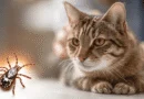 Cat showing Bobcat Fever symptoms with pale gums and lethargy, alongside detailed Lone Star tick Amblyomma americanum vector, 2026 veterinary warning guide