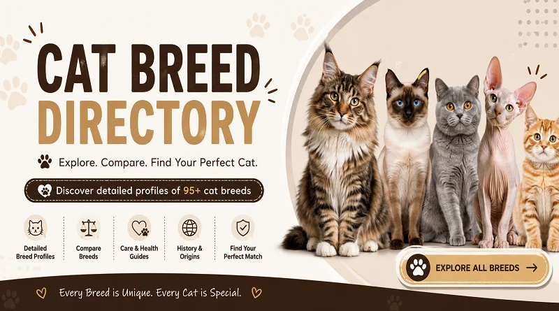 Cat Breed Directory featuring different cat breeds